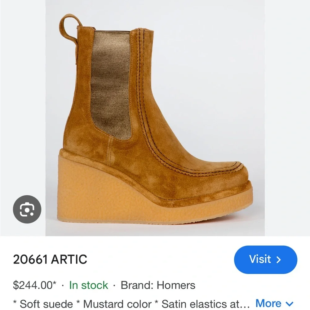 Tan Suede Platform Ankle Boots - Picture 4 of 7